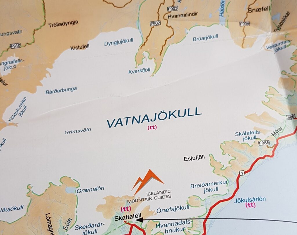 cartina Skaftafell Vatnajokull